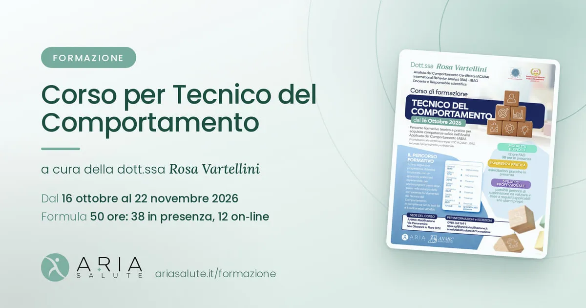 Locandina del Corso per Tecnico del Comportamento della dott.ssa Rosa Vartellini, dal 16 ottobre al 22 novembre 2026, 50 ore di cui 38 in presenza e 12 on-line