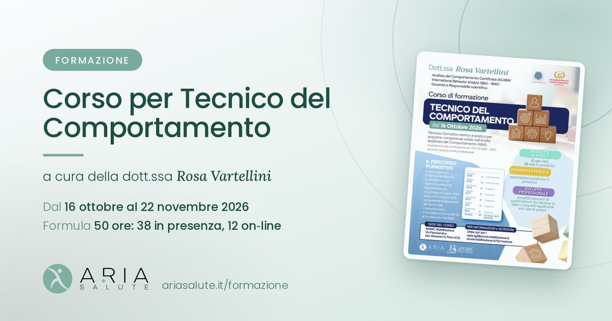Locandina del Corso per Tecnico del Comportamento della dott.ssa Rosa Vartellini, dal 16 ottobre al 22 novembre 2026, 50 ore di cui 38 in presenza e 12 on-line